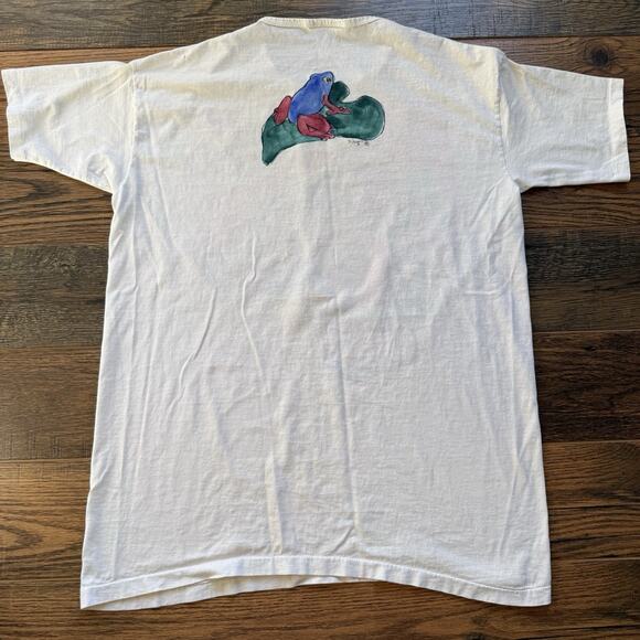 Vintage Diane Wat Design “Rain Forest Frogs” Hand Painted T-Shirt Single Stitch - Picture 2 of 12